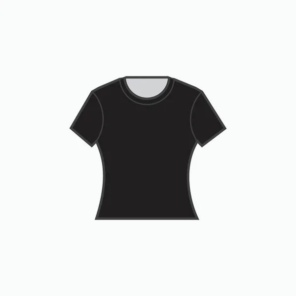 黑色T恤衫短袖图标 苗条衫或女衫 生产服装 纺织品用 — 图库矢量图片