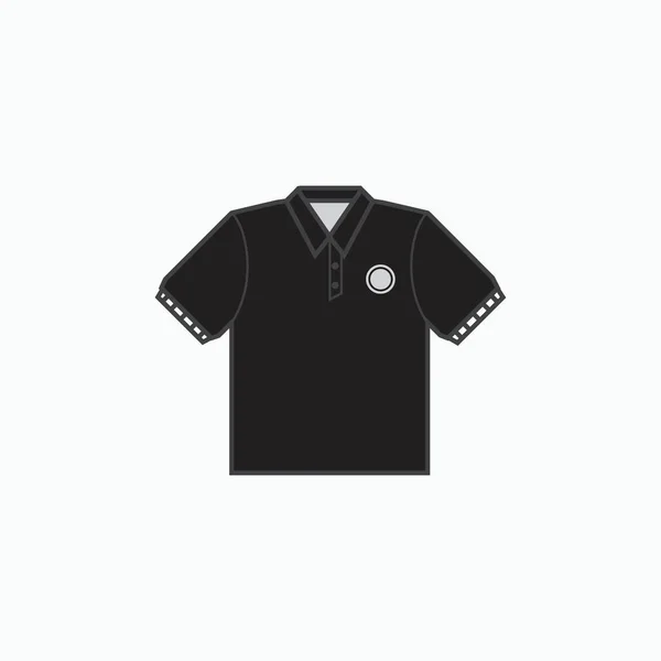Siyah Yakalı Polo Gömlek Kısa Kollu Ikon Yapım Kıyafeti Reklam — Stok Vektör