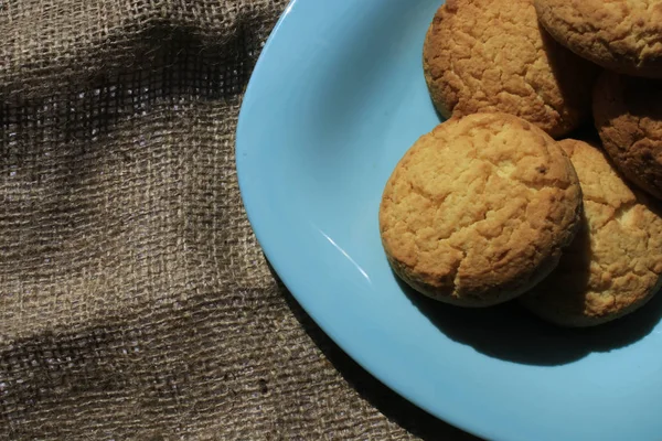 Cookies Blue Plate — Stock Photo, Image