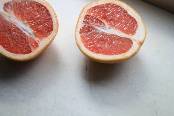 Mitad Del Pomelo Mesa Piedra — Foto de Stock