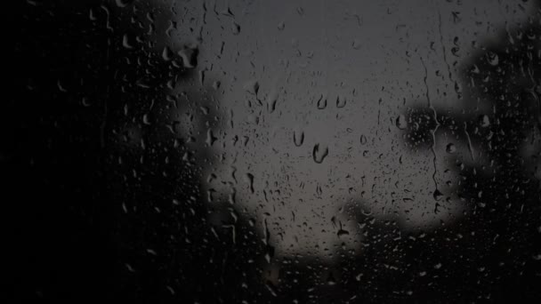 Regentropfen auf dem Glas. Bewölkter Sommer — Stockvideo