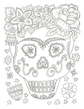 Şeker kafatası el boyama sayfası mürekkebi