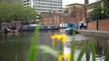 Birmingham, İngiltere, 3 Haziran 2019. Birmingham Kanalı manzarası