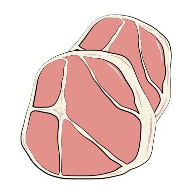 Meat steak of beef or pork with streaks of fat-appetizing cholesterol food. Vector flat illustration in cartoon style vector Meat steak of beef or pork with streaks of fat-appetizing cholesterol food. Vector flat illustration in cartoon style vector