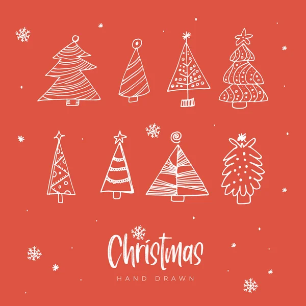 Noel Ağacı Karalaması Noel Ağacı Şekilleri Koleksiyonu Çizer Noel Günü — Stok Vektör