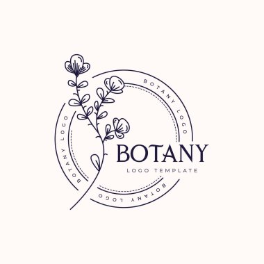 Soyut Çiçekler Vektör İşaretleri veya Logo Şablonları Ayarlayın. Klas Tipografi ile Retro Çiçek İllüstrasyon. Kadınlogosu. Çiçekçi, fotoğrafçı, moda blogger, tasarım stüdyosu için Modern Logo Şablonu.