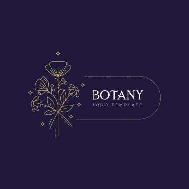 Soyut Çiçekler Vektör İşaretleri veya Logo Şablonları Ayarlayın. Klas Tipografi ile Retro Çiçek İllüstrasyon. Kadınlogosu. Çiçekçi, fotoğrafçı, moda blogger, tasarım stüdyosu için Modern Logo Şablonu.