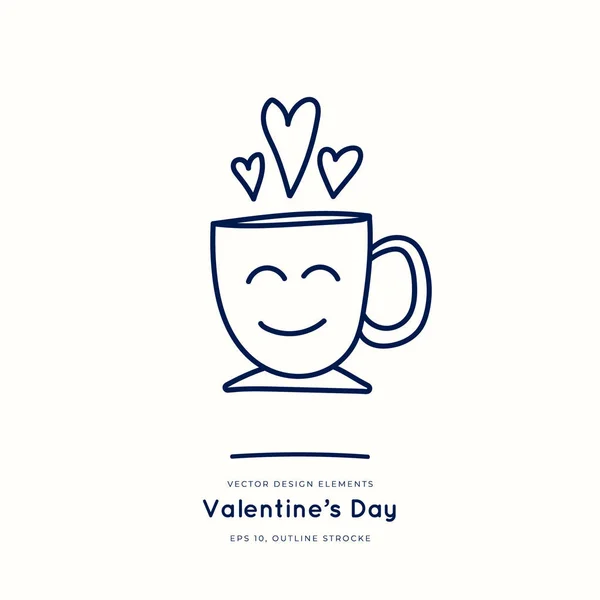 Love Doodle Cup Symbol Isoliert Auf Weißem Handgezeichnetem Vektorbild Glücklicher — Stockvektor