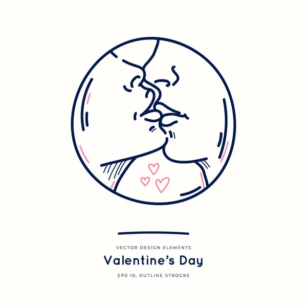 Love Doodle Kuss Symbol Isoliert Auf Weißem Handgezeichnetem Vektorbild Glücklicher — Stockvektor