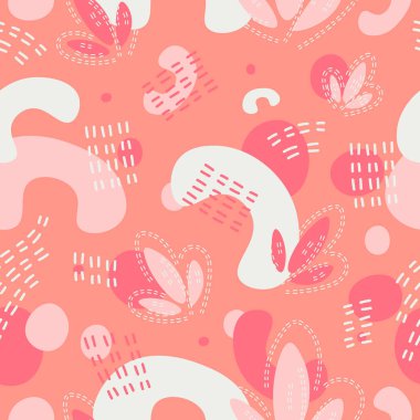 Vektör soyut, renksiz, pürüzsüz desen. Farklı şekil ve dokulara sahip yaratıcı karalama sanatı başlığı. Kolaj, poster, sosyal medya için.