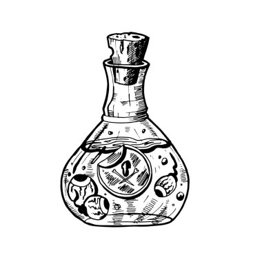 Çizgi film çizim sihirli el çizimi seti. Sanat soyutlandı. Mürekkep stili boho şık stili çıkartma, yama, flash dövme veya yazdırma tasarım vektörü illüstrasyonu