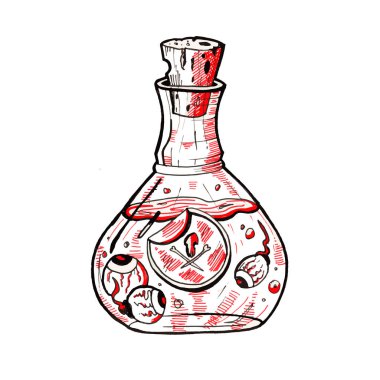 Çizgi film çizim sihirli el çizimi seti. Sanat soyutlandı. Mürekkep stili boho şık stili çıkartma, yama, flash dövme veya yazdırma tasarım vektörü illüstrasyonu