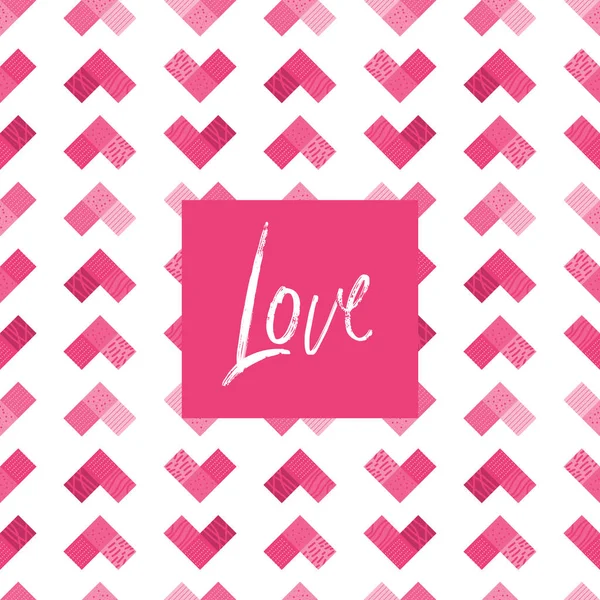 Valentine Day Vector Seamless Geometric Pattern Rectangle Heart Can Used — Stock Vector