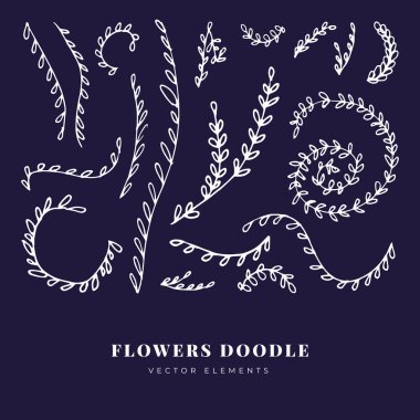 Soyut Çiçekler Vektör İşaretleri veya Logo Şablonları Ayarlayın. Klas Tipografi ile Retro Çiçek İllüstrasyon. Kadınlogosu. Çiçekçi, fotoğrafçı, moda blogger, tasarım stüdyosu için Modern Logo Şablonu.