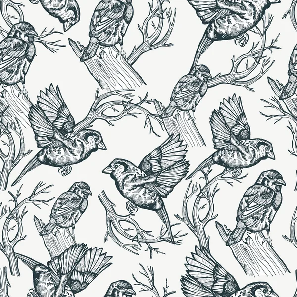 Vintage Einfache Sommervögel Hintergrund Mode Nahtlosen Muster Floralen Ornamenten Retro — Stockvektor
