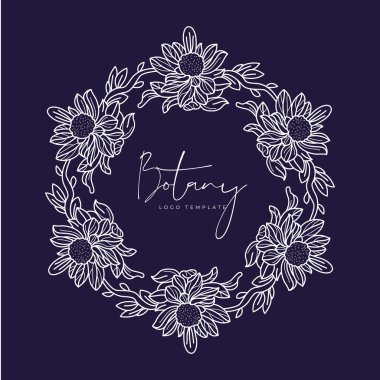 Soyut Çiçek Vektör İşaretleri veya Logo Şablonları. Klasik tipografi ile Retro Floral Illustration. Kadın logosu. Çiçekçi, fotoğrafçı, moda blogcusu, tasarım stüdyosu için Modern Logo Şablonu.