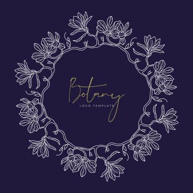 Soyut Çiçek Vektör İşaretleri veya Logo Şablonları. Klasik tipografi ile Retro Floral Illustration. Kadın logosu. Çiçekçi, fotoğrafçı, moda blogcusu, tasarım stüdyosu için Modern Logo Şablonu.