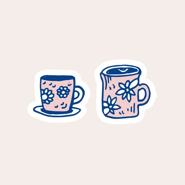 Cup Doodle Vector Illustration Design Stikers Poster Social Media Post — Stock Vector