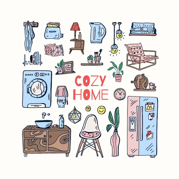 코로나 바이러스에 귀여운 Covid Stay Home Work Home 세계적 대상의 — 스톡 벡터