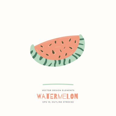 Elle çizilmiş karpuz meyvesi çizimi. Renkli yaz kumaşı için vektör tekrarlama arkaplanı.