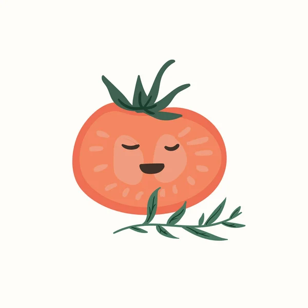Fresh Red Tomatoes Vector Illustrations Hand Draw Cartoon Scandinavian Nordic — Stock Vector