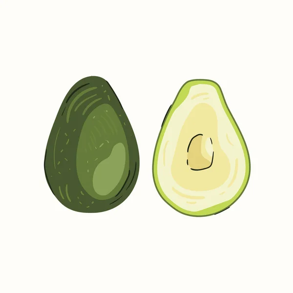 Aguacate Aislado Sobre Fondo Blanco Dibuja Mano Caricatura Escandinava Estilo — Archivo Imágenes Vectoriales