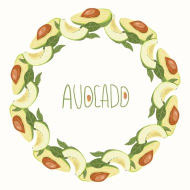 Avokado vektör çizimleri. Moda, iç mekan, kapak, tekstil veya arka plan için İskandinav karikatür çizimi.