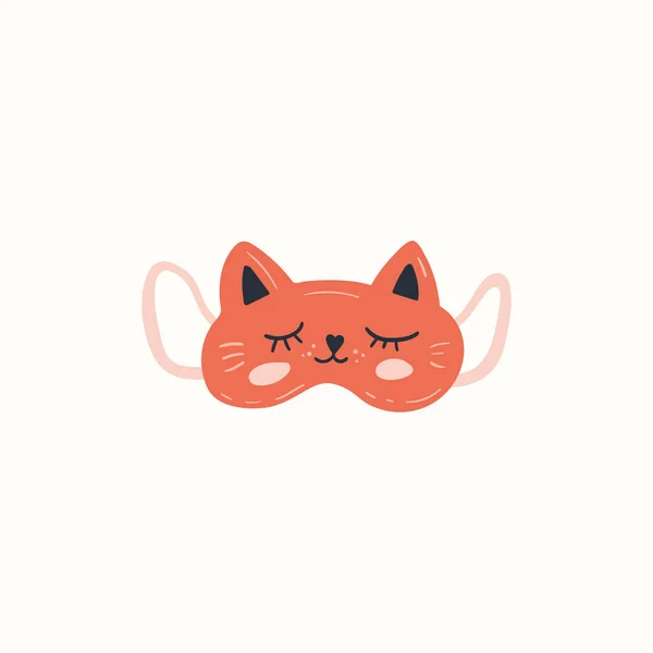 Mascarilla Para Dormir Cat Carácter Animal Trabajo Casa Espacio Coworking — Vector de stock