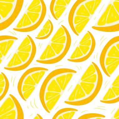 Limon vektör çizimleri. Kusursuz bir arka plan. Moda, iç mekan, kapak veya tekstil için İskandinav karikatür çizimi.