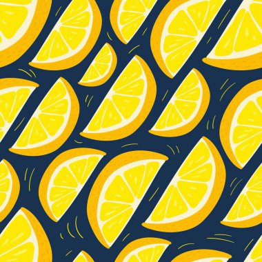 Limon vektör çizimleri. Kusursuz bir arka plan. Moda, iç mekan, kapak veya tekstil için İskandinav karikatür çizimi.