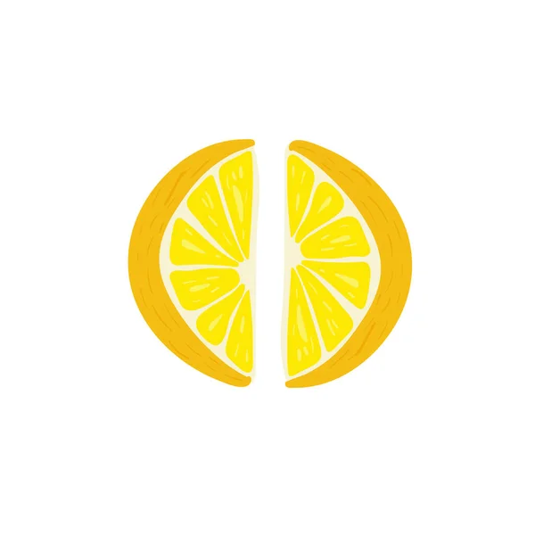 Lemon Frutto Tropicale Estivo Isolato Fondo Bianco Agrumi Stile Disegnato — Vettoriale Stock
