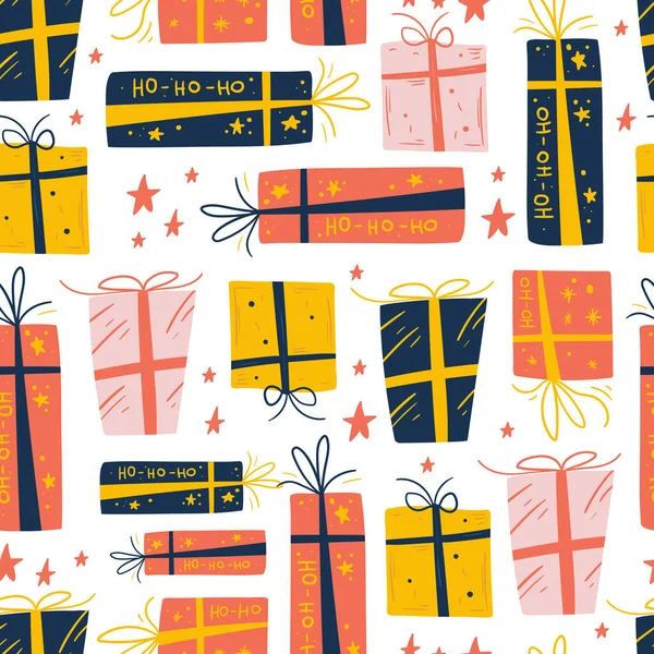 Feliz Navidad Feliz Año Nuevo Ilustración Patrón Sin Costuras Estilo — Vector de stock