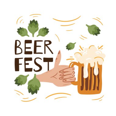 Bira festivali. Karalama tarzında vektör illüstrasyonu. Beyaz bir arka planda izole edilmiş. Bir barda parti kutlaması..