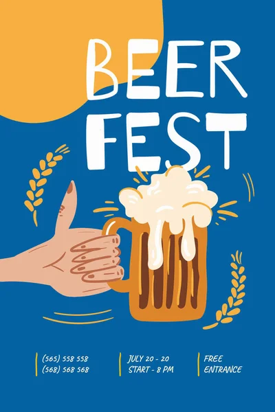 Poster Pour Festival Bière Artisanale Illustration Vectorielle Style Doodle Isolé — Image vectorielle