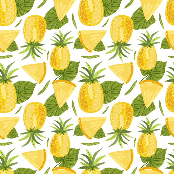 Ananas Vector Illustraties Naadloze Patroon Achtergrond Handtekenfilm Scandinavische Nordic Design — Stockvector