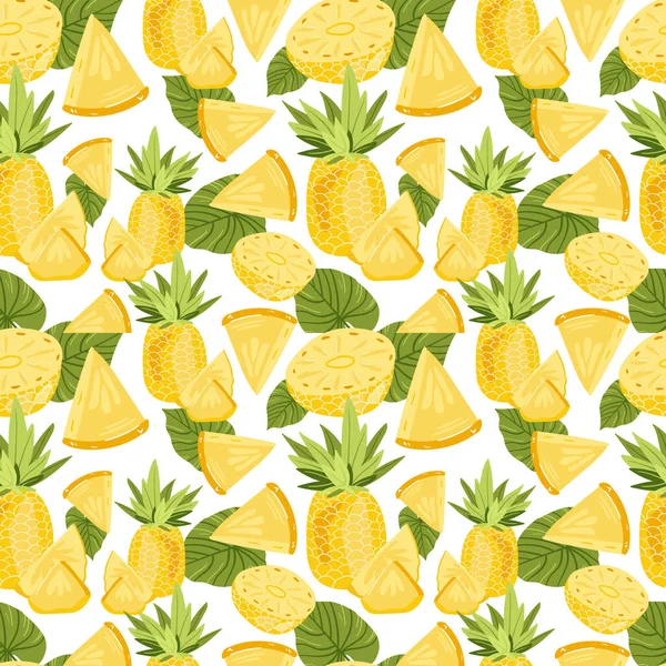 Pineapple Vector Illustrations Seamless Pattern Background Hand Draw Cartoon Scandinavian — Stock Vector