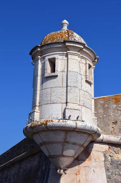 Torre Medieval Fortaleza Ponta Bandeira Lagos Portugal — Foto de Stock