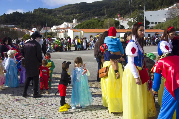 Monchique Algarve Portugalia Około Lutego 2018 Ludzie Ubrani Stroje Karnawałowe — Zdjęcie stockowe