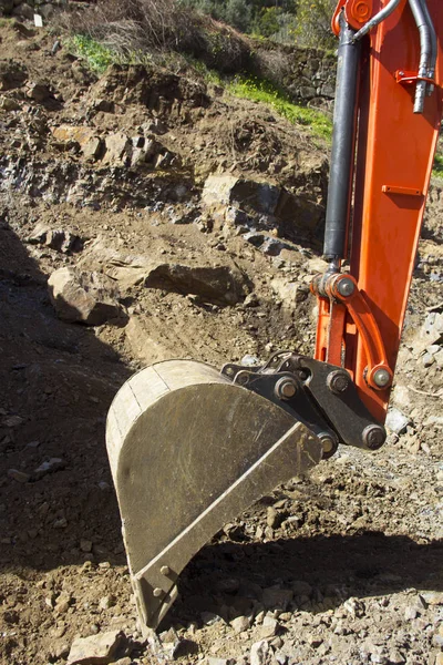 Digger Bucket Cutting Away Rock — Stock Photo, Image