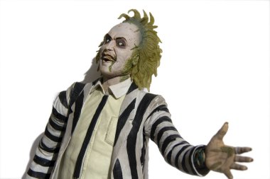 Portekiz Algarve, yaklaşık 15.02.2018. Beterböcek son derece detaylı oyuncak aksiyon figürü. Böcek suyu oldu bir komedi, fantastik film 1988 yıldızı Michael Keaton Tim Burton tarafından yapılan.