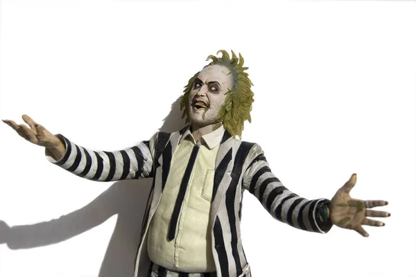 Portekiz Algarve, yaklaşık 15.02.2018. Beterböcek son derece detaylı oyuncak aksiyon figürü. Böcek suyu oldu bir komedi, fantastik film 1988 yıldızı Michael Keaton Tim Burton tarafından yapılan.