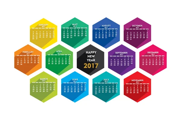 Ano novo 2017 design de calendário — Vetor de Stock