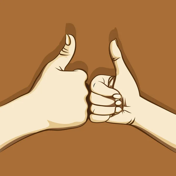 Dois polegares mão up design — Vetor de Stock