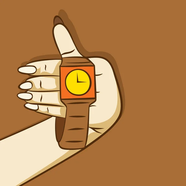 Reloj de pulsera en la mano — Vector de stock