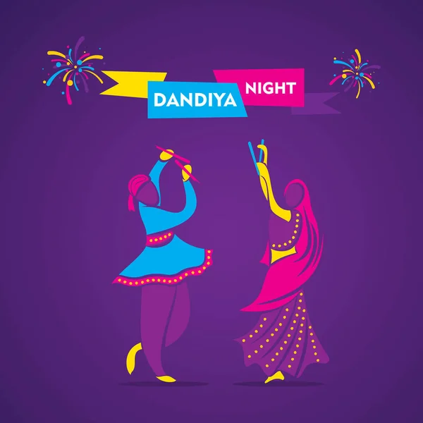 Dandiya notte poster design — Vettoriale Stock