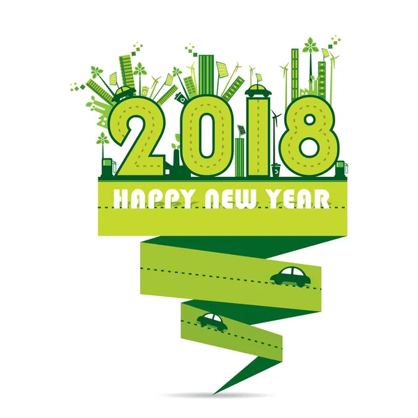 Mutlu yeni yıl 2018 poster tasarımı — Stok Vektör