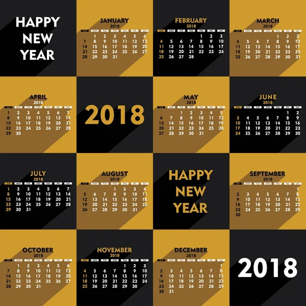 2018 年新しいカレンダーのデザイン — ストックベクタ