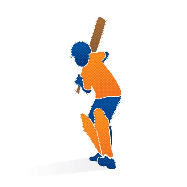 Krikett játékos lő design ütő — Stock Vector