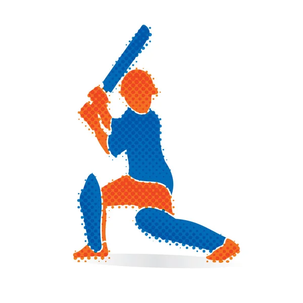 Jugador de cricket golpear disparar diseño — Vector de stock