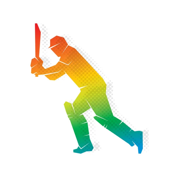 Jogador de críquete batendo atirar design — Vetor de Stock